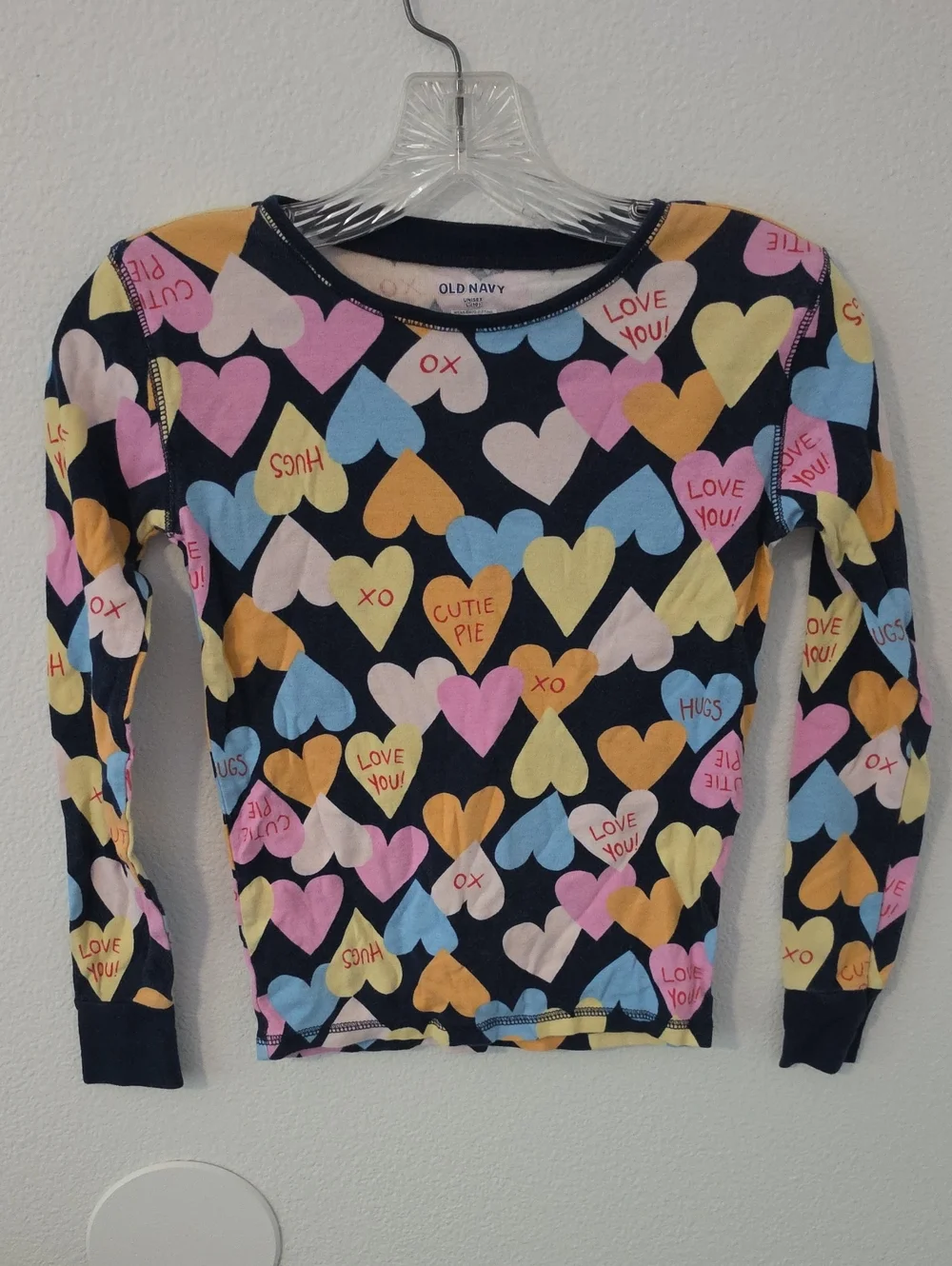 Old Navy Girls' Navy Heart Print Long-Sleeve Shirt Size 10
